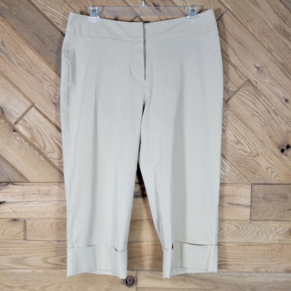 Studio 1940 Womens Beige Cropped Capri Pants Size 16W
